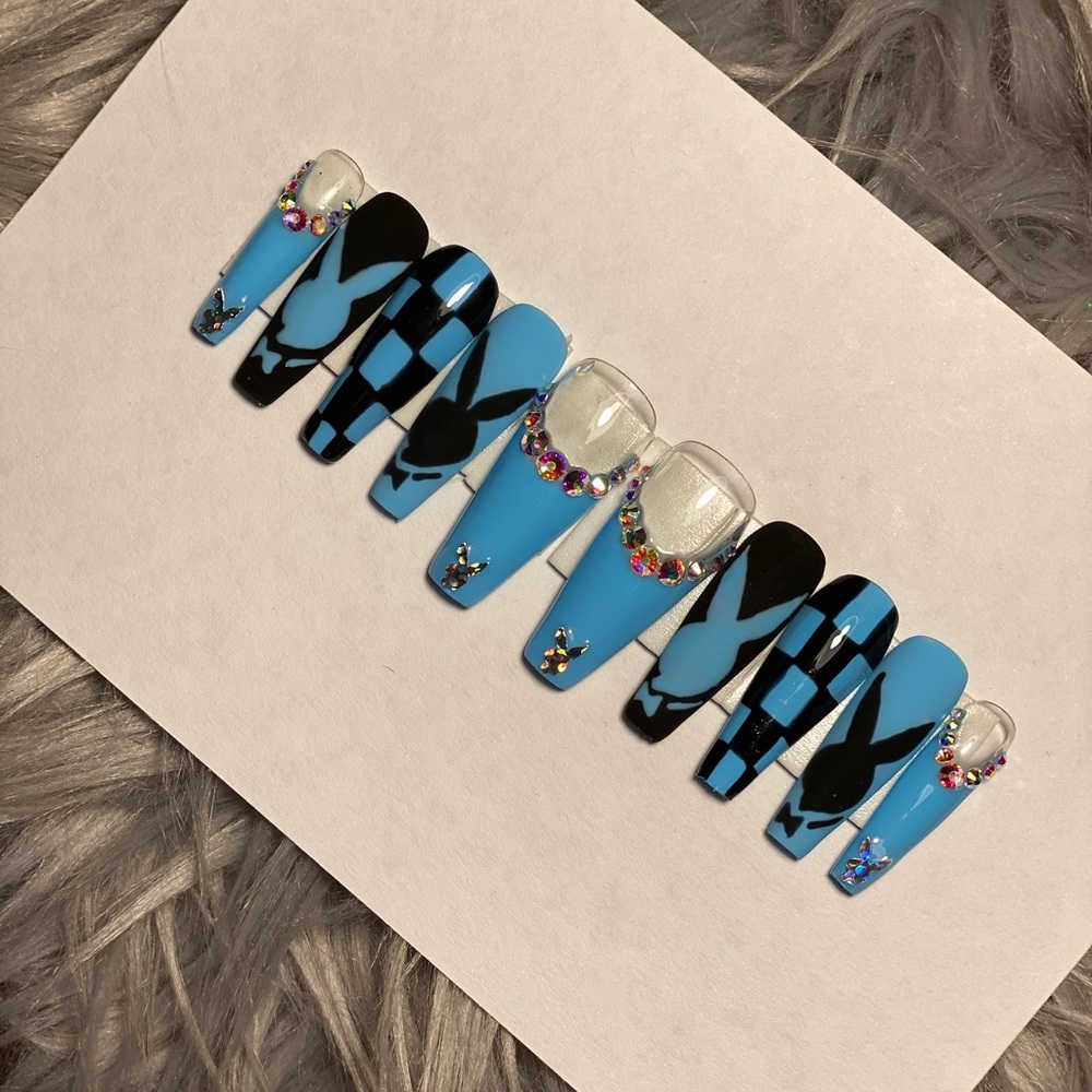 Black & Blue Press on Nails